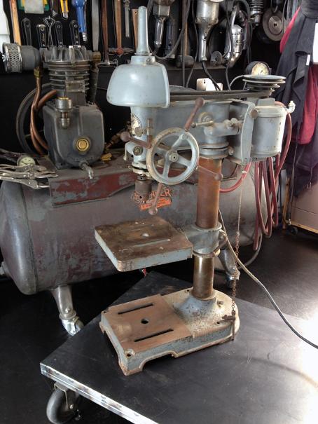 Vintage Walker Turner drill press, flamingsteel.com, roy mackey, steel art