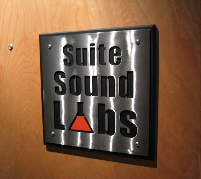 Suite sound labs sign, roy mackey, steel sculpture, steel art, flamingsteel.com, vancouver bc